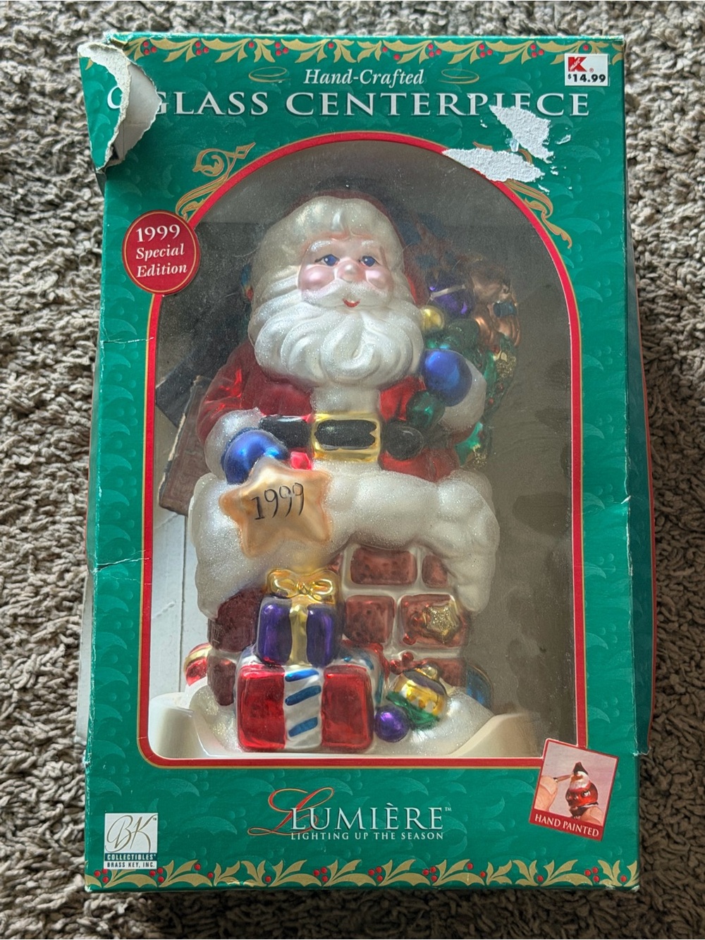 Lumiere Glass Hand Crafted Blown Glass Santa Claus Figurine Vintage 1999